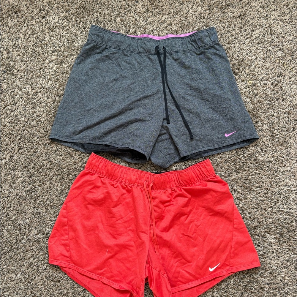 Nike Women's Athletic Shorts in Gray and Red